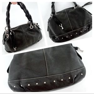 FOSSIL Black Leather Studded Hand Shoulder Bag